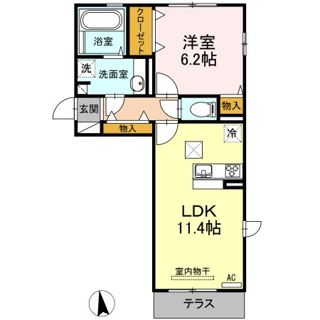 熊本市南区薄場２丁目のアパートの間取り