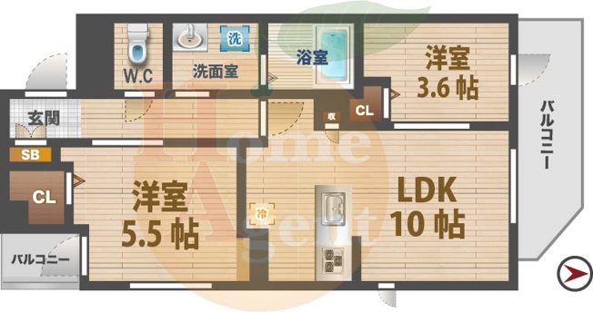 【間取り】 | ヴェルフォーレ阿佐ヶ谷 | 2LDKのお部屋。