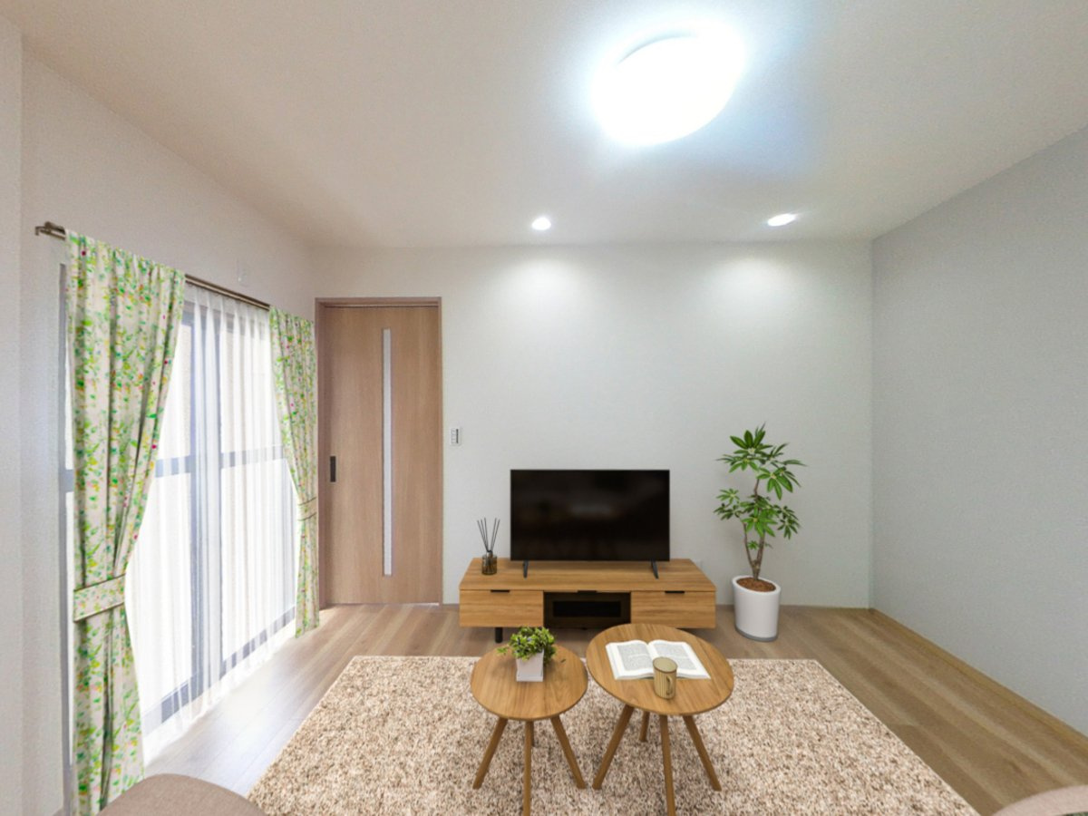 リフォーム中古戸建　各務原市鵜沼丸子町2丁目　昭和55年築の居間・リビング|リビング家具配置イメージ
