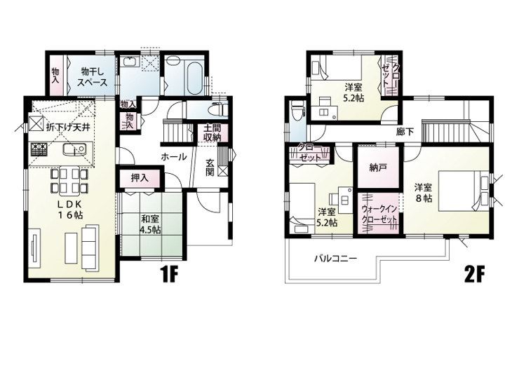 新築　前橋市朝倉町1区画の間取り|建物面積34.31坪　家計に優しい都市ガス・本下水エリア！！
