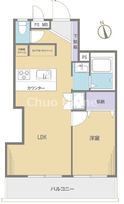 カエサル西尾久の間取り|南西向きにつきまして日当たり・通風良好。新規リノベーション施工が完了いたしましたのでいつでも内覧が可能です。
