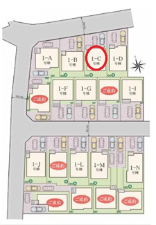 【区画図】 | 調布市佐須町５丁目　全18棟　1-C号棟　仲介手数料無料 | 1-C号棟です