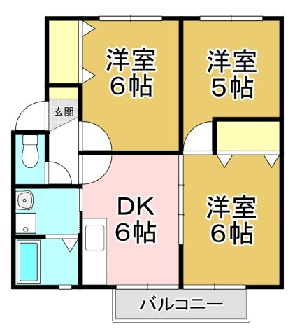 直方市大字感田のアパートの間取り