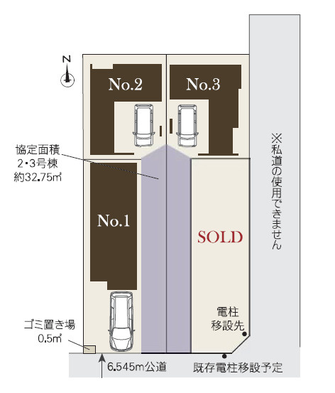 板橋区東新町2丁目　ZEH水準　車庫付住宅の区画図
