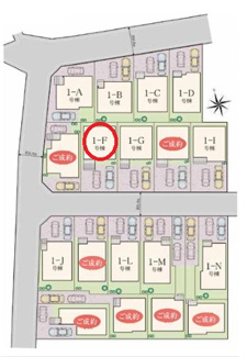 【区画図】 | 調布市佐須町５丁目　全18棟　1-G号棟　仲介手数料無料 | 1-F号棟です