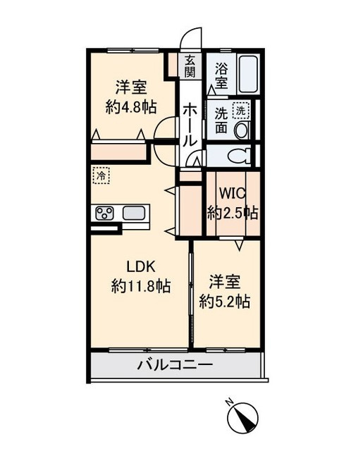 メゾン・ド・ウエストの間取り|南西向き
