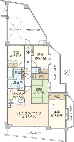グランシーナ上大岡プラティナム~下階を気にせず住める東南角住戸~の画像