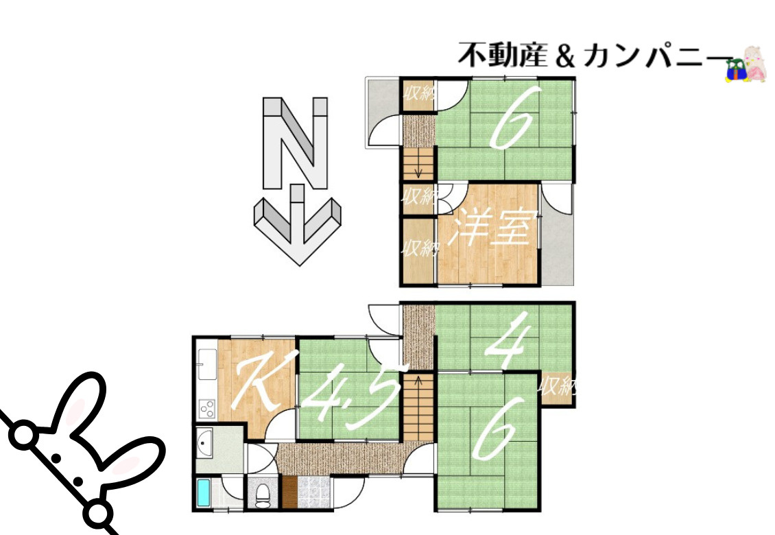 福角町の中古のおうち　松山市福角町中古戸建の間取り