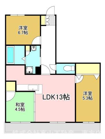 直方市大字山部の賃貸マンションの間取り