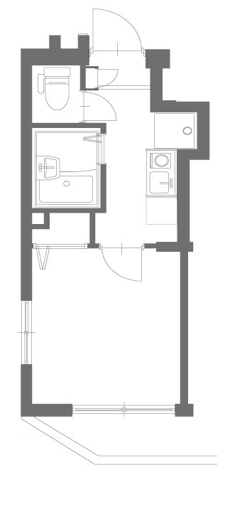 ブロッサムテラス池上の間取り|南向きバルコニー南西角部屋の1Kバストイレ別