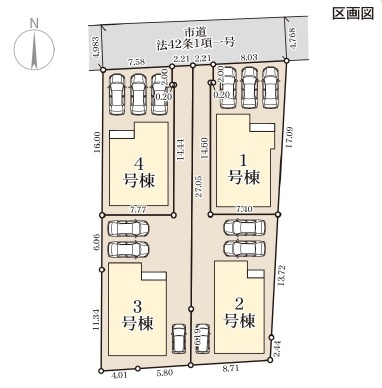 ■■与那原町与那原-4号棟（全4棟）の区画図|駐車スペース