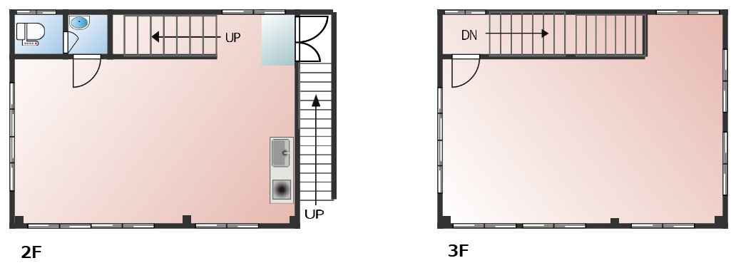 手賀野店舗　2F・3Fの間取り