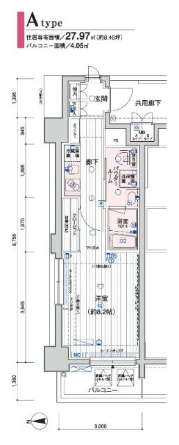 横浜市神奈川区青木町の賃貸マンションの間取り