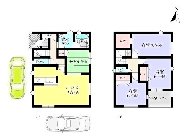 ークレイドルガーデンー小倉南区若園第７【小倉南区　新築戸建て】の間取り| ークレイドルガーデンー小倉南区若園第７【小倉南区　新築戸建て】 1号棟