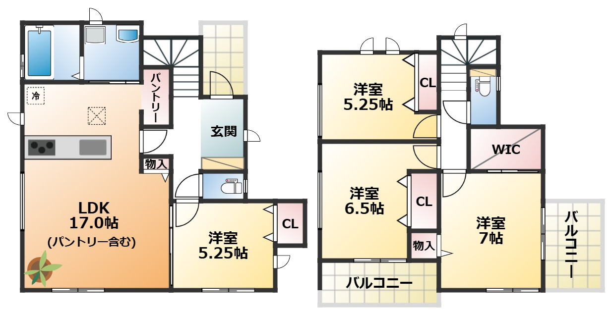 ハートフルタウン宇都宮市双葉2丁目429番の間取り|全室南向きで陽当たりの良い間取りです