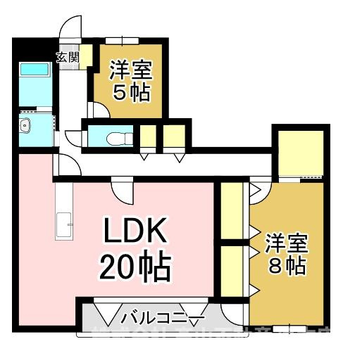 直方市大字感田の賃貸マンションの間取り