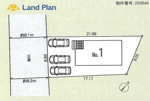 Cradle Garden桐生市境野町第7　新築住宅 1号棟の区画図