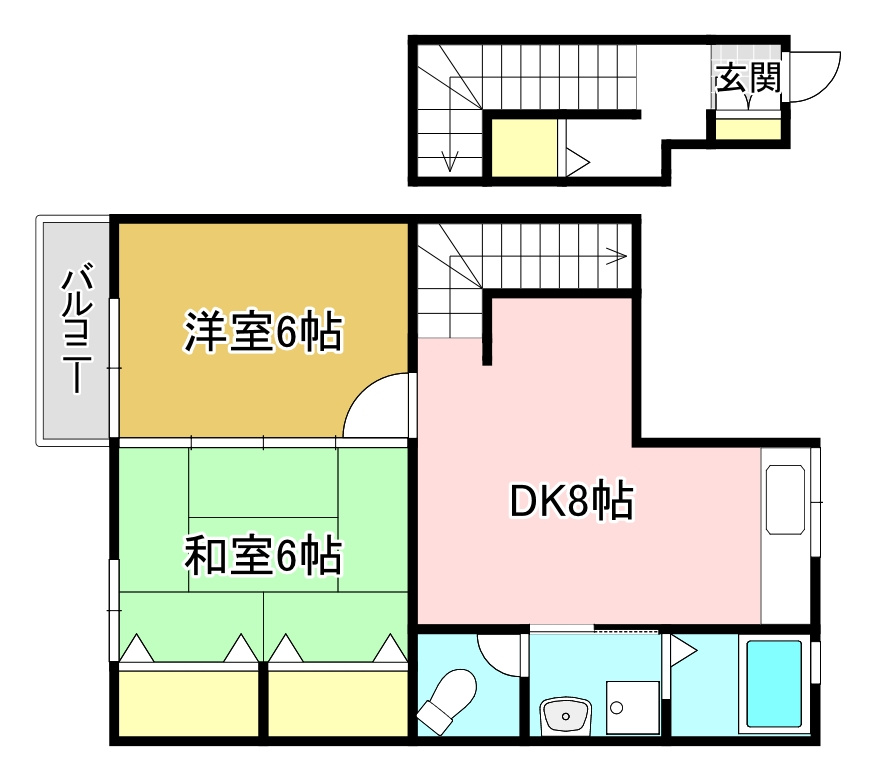 北九州市八幡西区木屋瀬５丁目のアパートの間取り