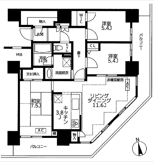 南×東角住戸