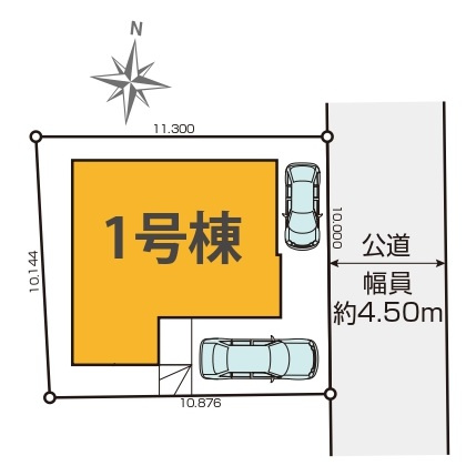 入間市東藤沢1丁目・全1棟　新築一戸建　～LDK20.5帖～の区画図|駐車2台可能です。(車種制限あり)