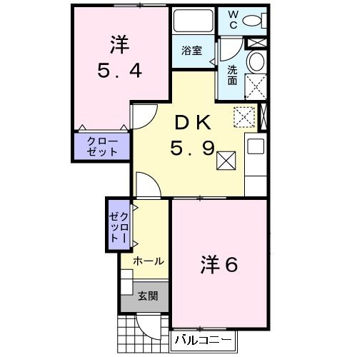 厚木市下依知２丁目のアパートの間取り