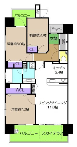 【間取り】 | ロイヤルガーデンはりまや通り