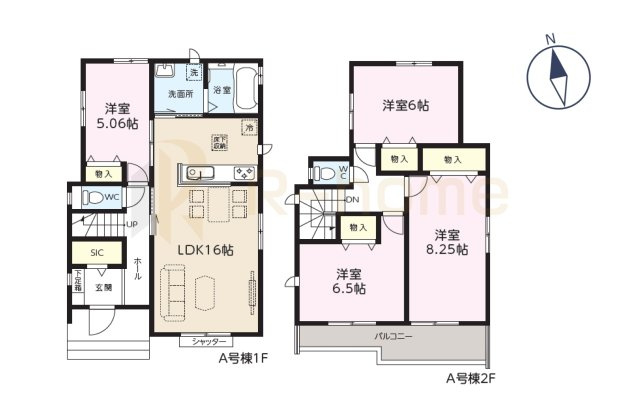 守谷市松ケ丘6丁目　新築戸建て　A号棟の間取り|4LDK＋SIC、土地面積139.58m2、建物面積99.98m2