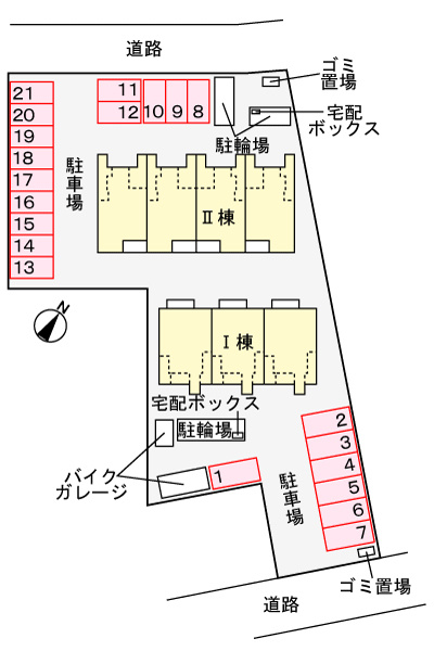 Ｈｉ－Ｒｏｓｅｔｔａ　Ａの区画図|駐車場