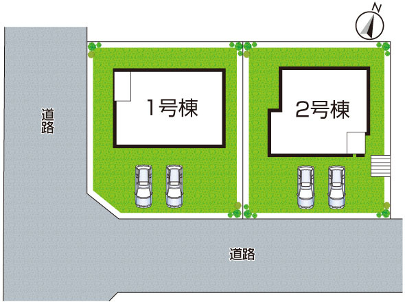 箕面市粟生新家　第2期　新築一戸建ての区画図|全2区画