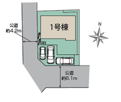藤沢市本藤沢７丁目　新築戸建　全１棟の区画図|明るく開放感ある南西角地