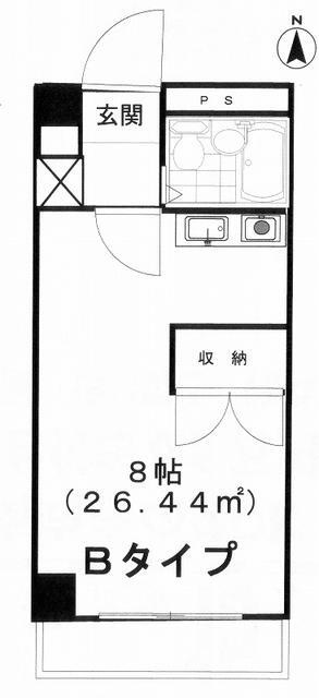 間取りは８帖の１Ｋになります。