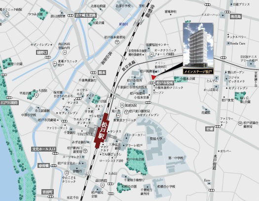 メインステージ松戸 の地図