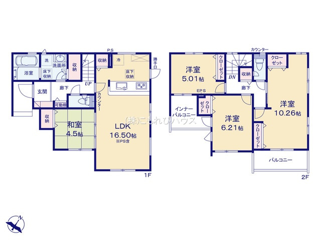 桶川市末広3丁目　6期　新築一戸建て　ブルーミングガーデン　02の区画図|2号棟