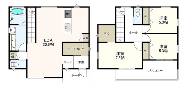 五月丘1丁目　建築条件無し土地の参考プラン