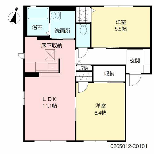 直方市大字頓野のアパートの間取り