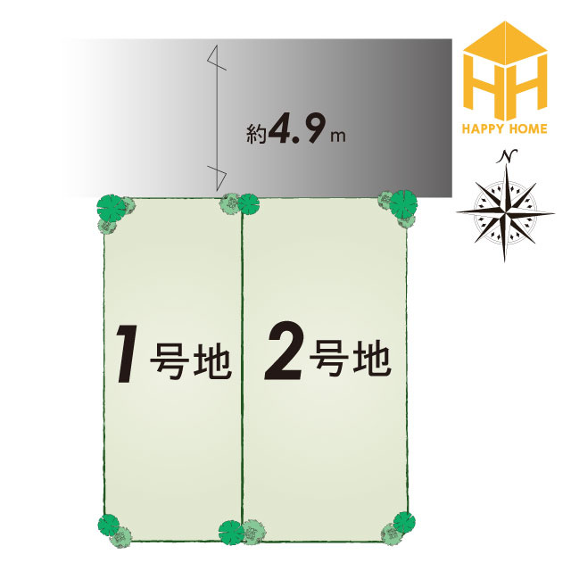 尼崎市稲葉荘2丁目建築条件無し売土地│全2区画の区画図|※現況と図面が異なる場合現況を優先いたします。