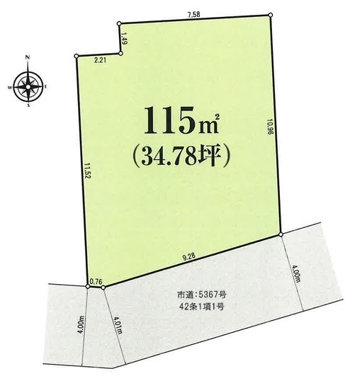 川越市寺尾　建築条件なし売地　東武東上線『新河岸駅』徒歩18分　【寺尾小学区】の区画図
