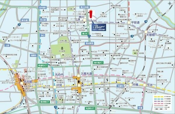パルティール黒川本通りの地図