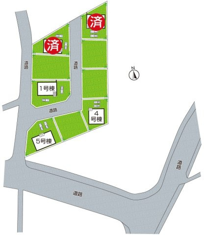 岩出市中島　第3期　新築一戸建ての区画図|全5区画