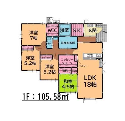 福岡市東区奈多3丁目第1-4棟（2号棟）の間取り|全居室収納付きで便利です。
