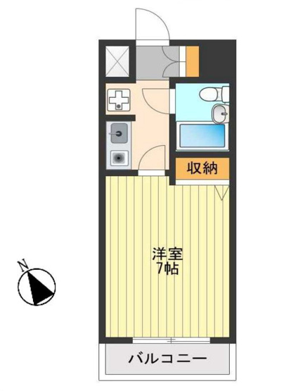 【間取り】 | ライオンズマンション相模大野第６ | 1Kは、キッチンと居室が分かれているため、生活空間にメリハリをつけられますね。料理の臭いが気になりにくく、来客時にもプライベート空間を確保しやすい点が魅力ですね。一人暮らしでも快適な生活を送れますよ。