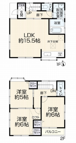 【間取り】 | 【仲介手数料０円】座間市ひばりが丘1丁目　中古一戸建て | 座間市ひばりが丘1丁目　中古一戸建て