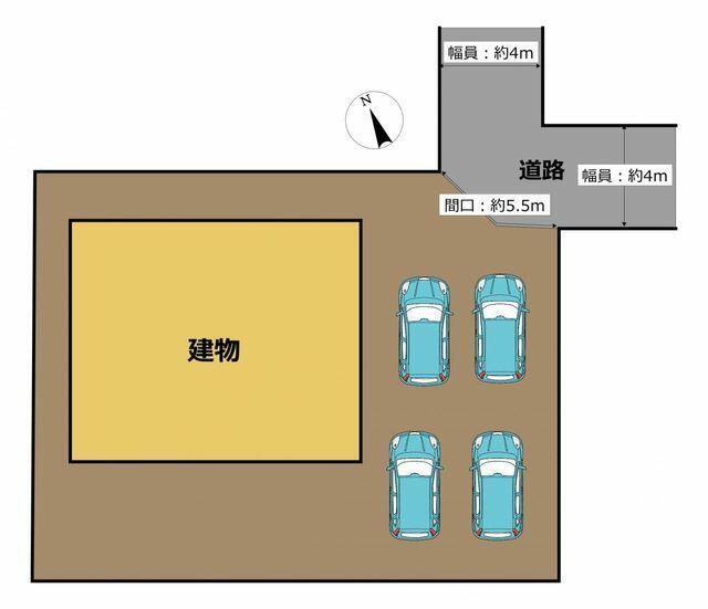 八代市郡築一番町の中古一戸建の区画図|駐車場は普通車4台駐車可能です。