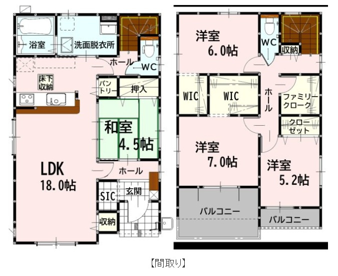 熊本市南区近見７丁目の新築一戸建の間取り