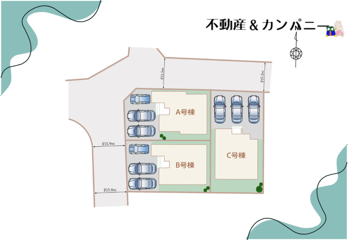 ハートフルタウン東長戸4丁目C号棟　松山市東長戸4丁目新築戸建の区画図