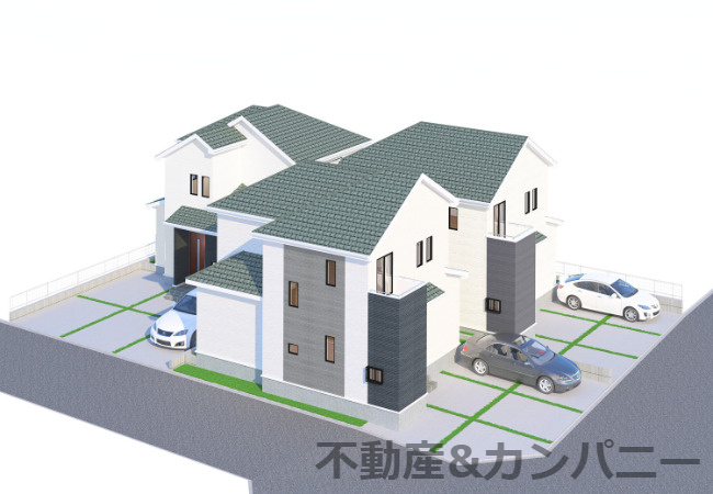 ハートフルタウン東長戸4丁目C号棟　松山市東長戸4丁目新築戸建の外観パース|外観パースです