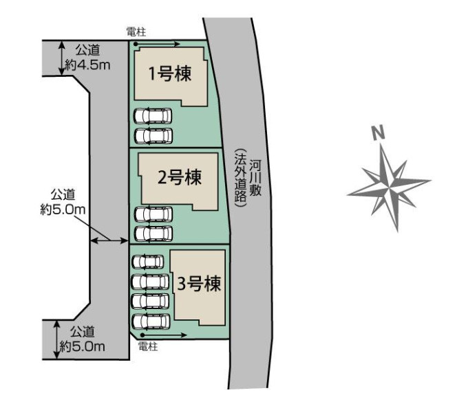 平塚市入野　新築戸建　全3棟2号棟の区画図