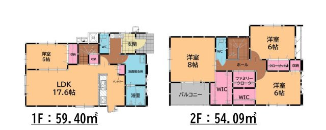 福岡市東区奈多3丁目第1-4棟（3号棟）の間取り|全居室収納付きで便利です。