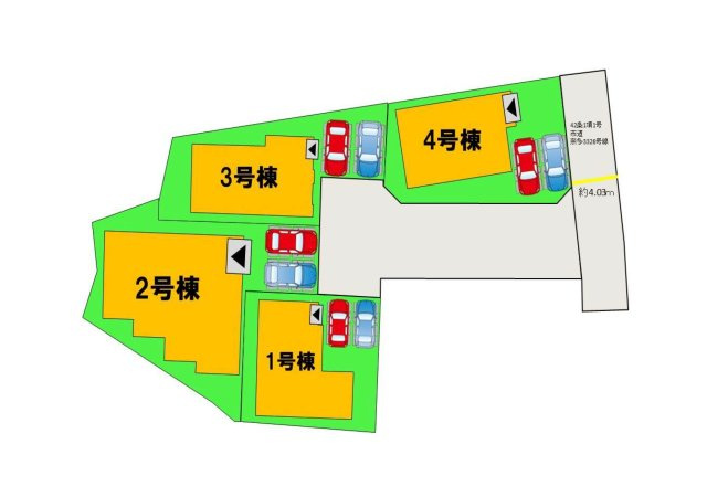 福岡市東区奈多3丁目第1-4棟（3号棟）の区画図|配置図