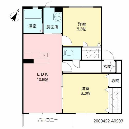 北九州市八幡西区楠橋南３丁目のアパートの間取り